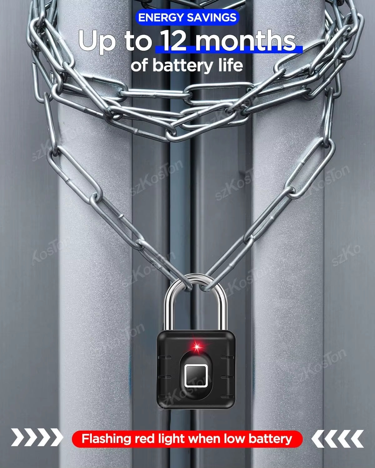 Fingerprint Smart Lock IP67 Waterproof Fingerprint Smart Lock Locker Anti-Theft Padlock for Luggage Suitcase Backpack Bike